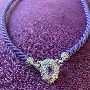 Judith Ripka 925 Satin Rope Purple & Silver 17” Necklace